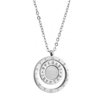Bvlgari Bvlgari Knockoff Circle Pendant Decked Symbol Pearl Silver Chain Necklace Women/Men Shop Online Australia