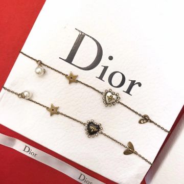 2019 Top Sale Dior White Pearl Bell & Heart-shaped Females Classic Brass Diamonds Bracelet White/Black 