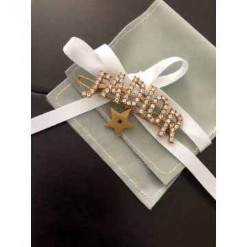 Spring Top Sale Cristian Dior J'Adior Logo Shaped Star Detail Ladies Brass Diamonds Hairpin Online 