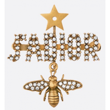 Christian Dior J'Adior Star Charming Bee Retro Brass Logo Motif Diamonds Brooch For Womens  V0301ADRCY_D908