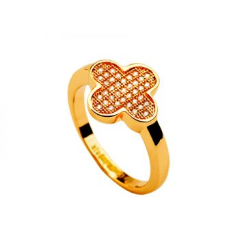 Van Cleef & Arpels Magic Alhambra Yellow Gold-plated Ring Clover Adornment Crystal & Bead Gorgeous Women America