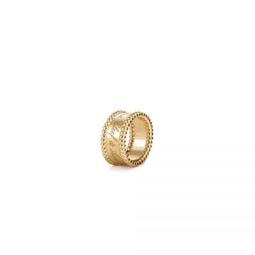  Van Cleef & Arpels Perlée Signature Yellow Gold Logo Arabesques Pattern Bead Charm Edges Female Ring Best Present VCARO3Y600