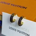 Louis Vuitton Unique Style Wild LV Monogram Flower Pattern Yellow Gold &  Brwon Circle Pendant Women Hoop Earrings