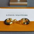 Louis Vuitton Unique Style Wild LV Monogram Flower Pattern Yellow Gold &  Brwon Circle Pendant Women Hoop Earrings