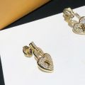 Women's Most Fashion Louis Vuitton Crazy In Lock Yellow Gold Paved Diamonds  LV Logo Pattern Heart Pendant Drop Earrings Luxury Jewellery