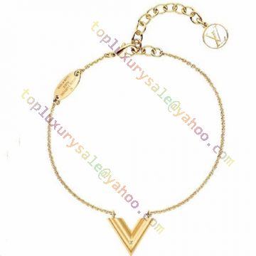 LOUIS VUITTON LV & V Heart Motif Gold Necklace Ladies Gold Plated  M61136