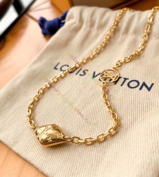 Louis Vuitton Malletage Supple Women's Yellow Gold Rhombus Charm