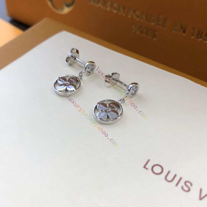Louis Vuitton Idylle Blossom Silver Female Rounded Sun Monogram Flower &  Diamond High-end Earrings Q96167