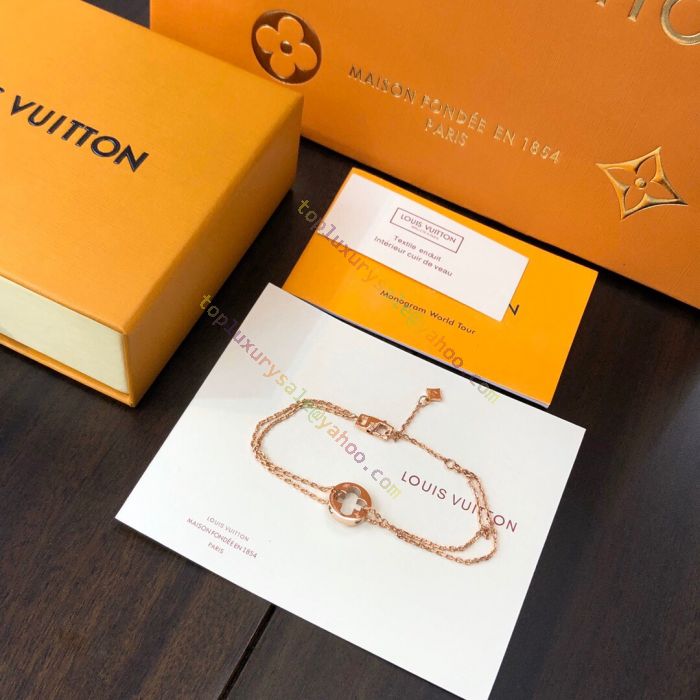Hot Selling Louis Vuitton Empreinte Cutwork Monogram Flower Pendant Double  Chain Bracelet For Ladies Silver/Rose