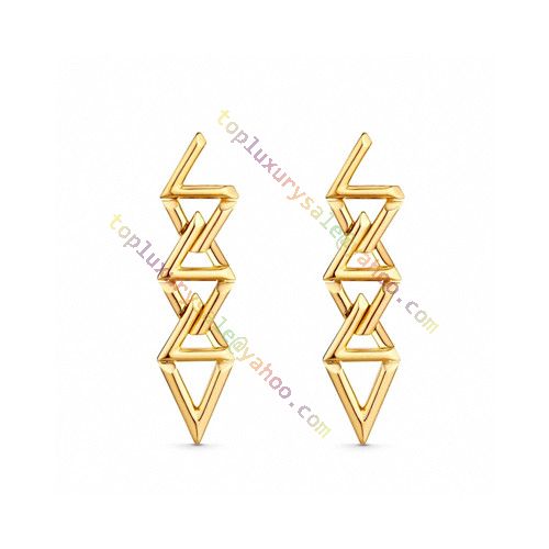 Louis Vuitton LV Volt Curb Chain 18K Gold Interlocking LV Shaped Pendant  Drop Earrings For Ladies