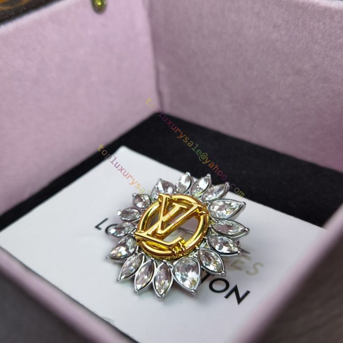 2021Sring Popular Luis Vuitton Starlight Luxury Crystal Charm Unisex Yellow  Gold Plated LV Circle Brooch For