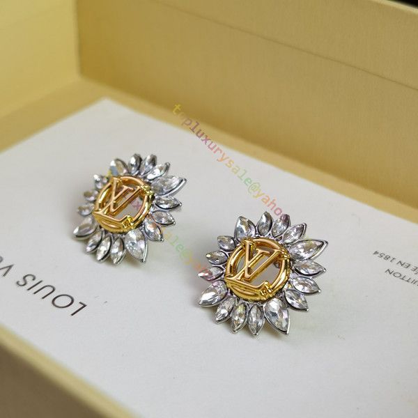Unisex Louis Vuitton Starlight White Crystal Charm Yellow Gold LV Circle  Popular Two-tone Earrings High