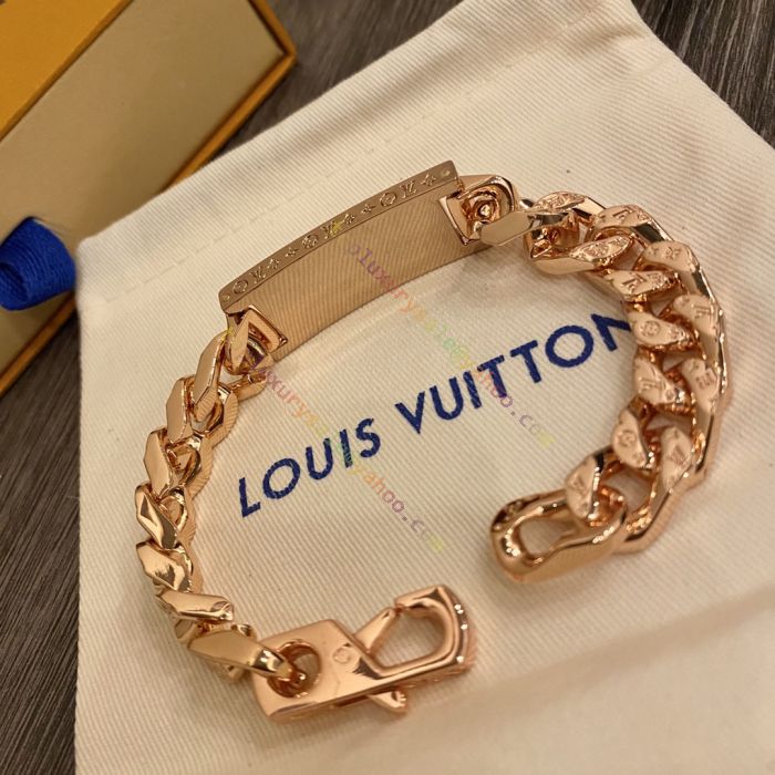 Louis Vuitton LV X NBA Engraved Basketball Pattern Bar Charm Male 18K Gold- plated Thick Link