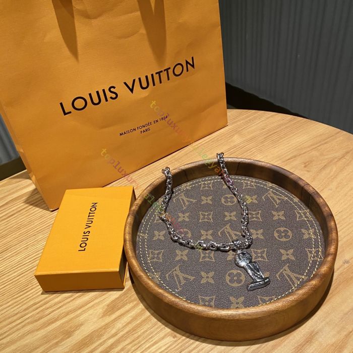 Louis Vuitton Vintage Brown Gold Neck Tie Padlock Pattern Design LV NTW